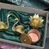 Decorative Duck & Lotus Diya & Metal Jali Box & Ribbed Bowl - Corporate Gift Hamper Box - Image 2