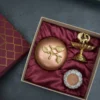 Brass Mahabharat Diya & Lotus Urli & Wooden Block T-Light Candle Holder & Trove Jar/ Corporate Gift Hamper Box - Image 2