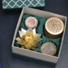 Lotus Diya & T-Light Holder & Metal Wire Jar & Wooden Block T- Light  Candle Holder/ Corporate Gift Hamper Box - Image 4