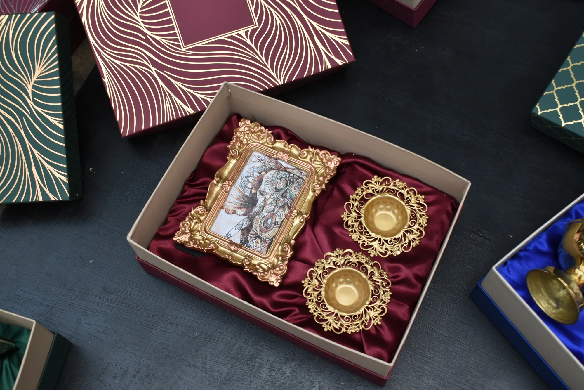 Palladium t-Light Candle Holder & Rose Photo Frame- Corporate Gift Hamper Box - Image 3