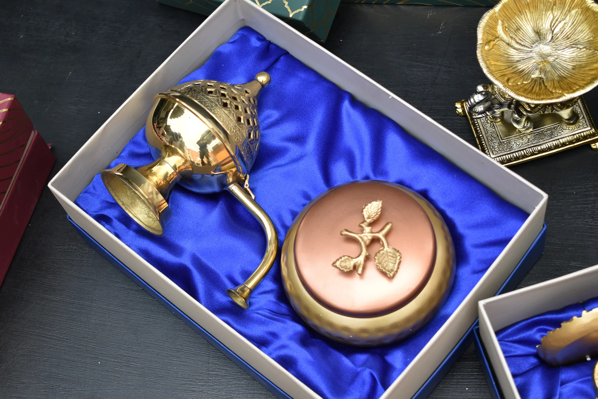 Brass corporate gift hamper for business gifting by house2home