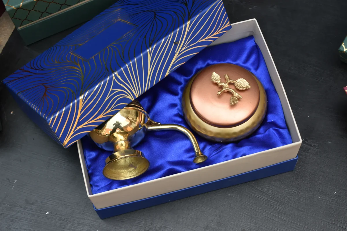 Brass corporate gift hamper for business gifting by house2home