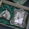 Antique Silver Photo Frame & Decorative Peacock / Corporate Gift Hamper Box - Image 4