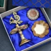 Peacock Candle Holder & Wooden Block Candle Holder & Lotus Metal Urli/ Corporate Gift Hamper Box - Image 2