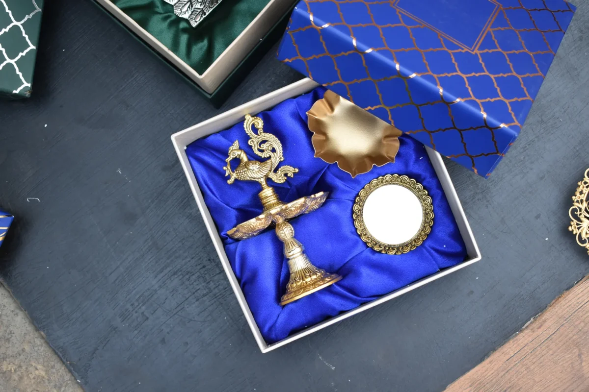 Peacock Candle Holder & T-Light Holder & Lotus Metal Urli/ Corporate Gift Hamper Box
