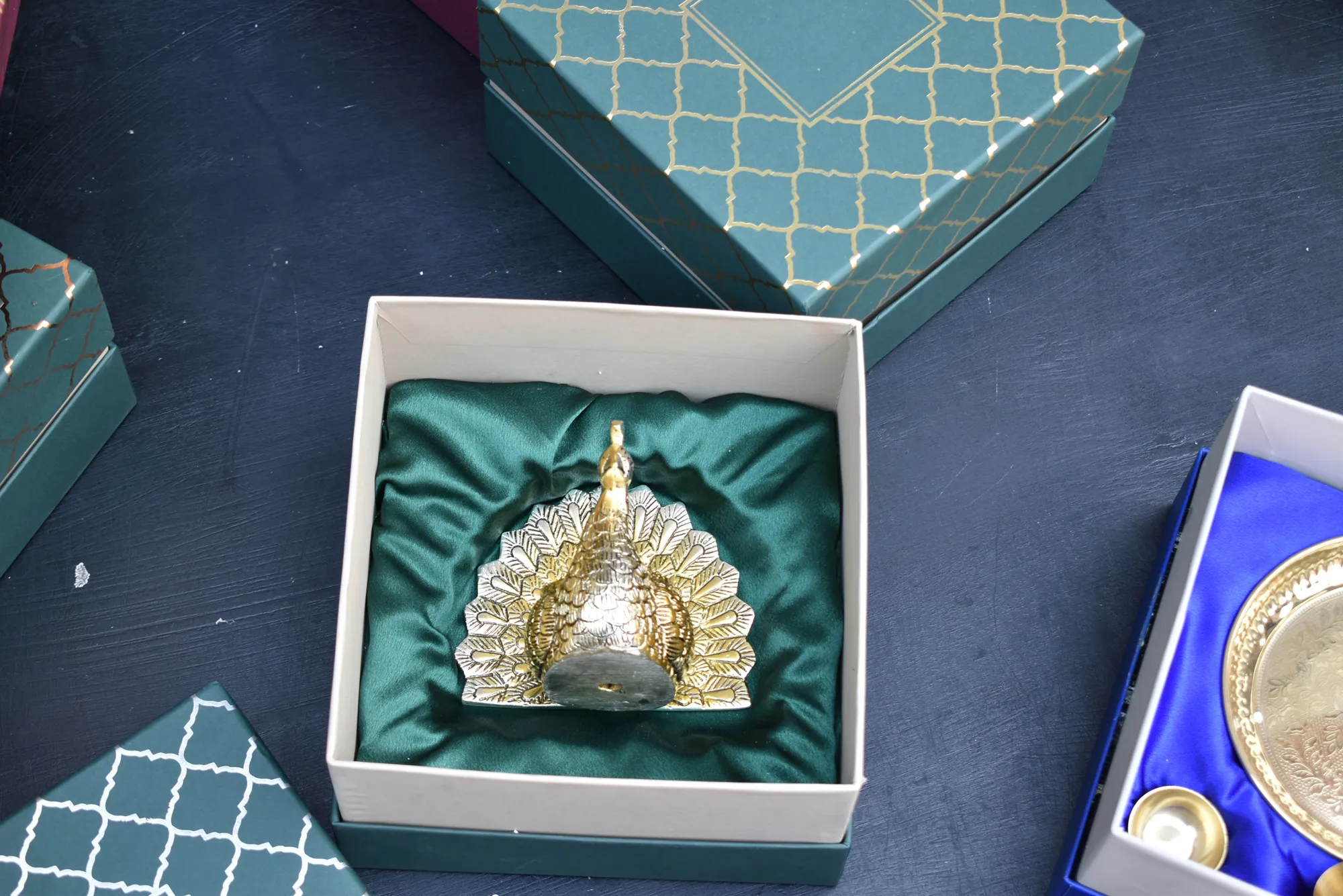 Radiant Peacock Candle Holder & Gold Wire Photo Frame- Corporate Gift Hamper Box - Image 6