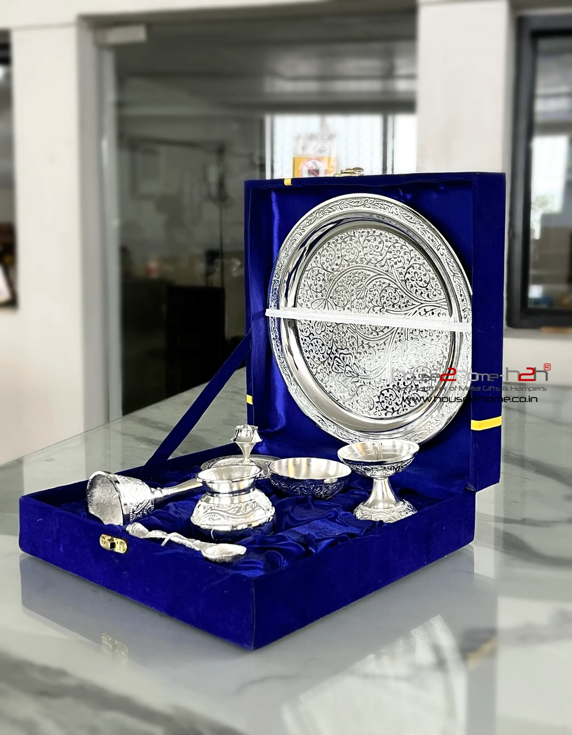 German Silver Brass Pooja Thali Set- 8"-Inch - Image 7