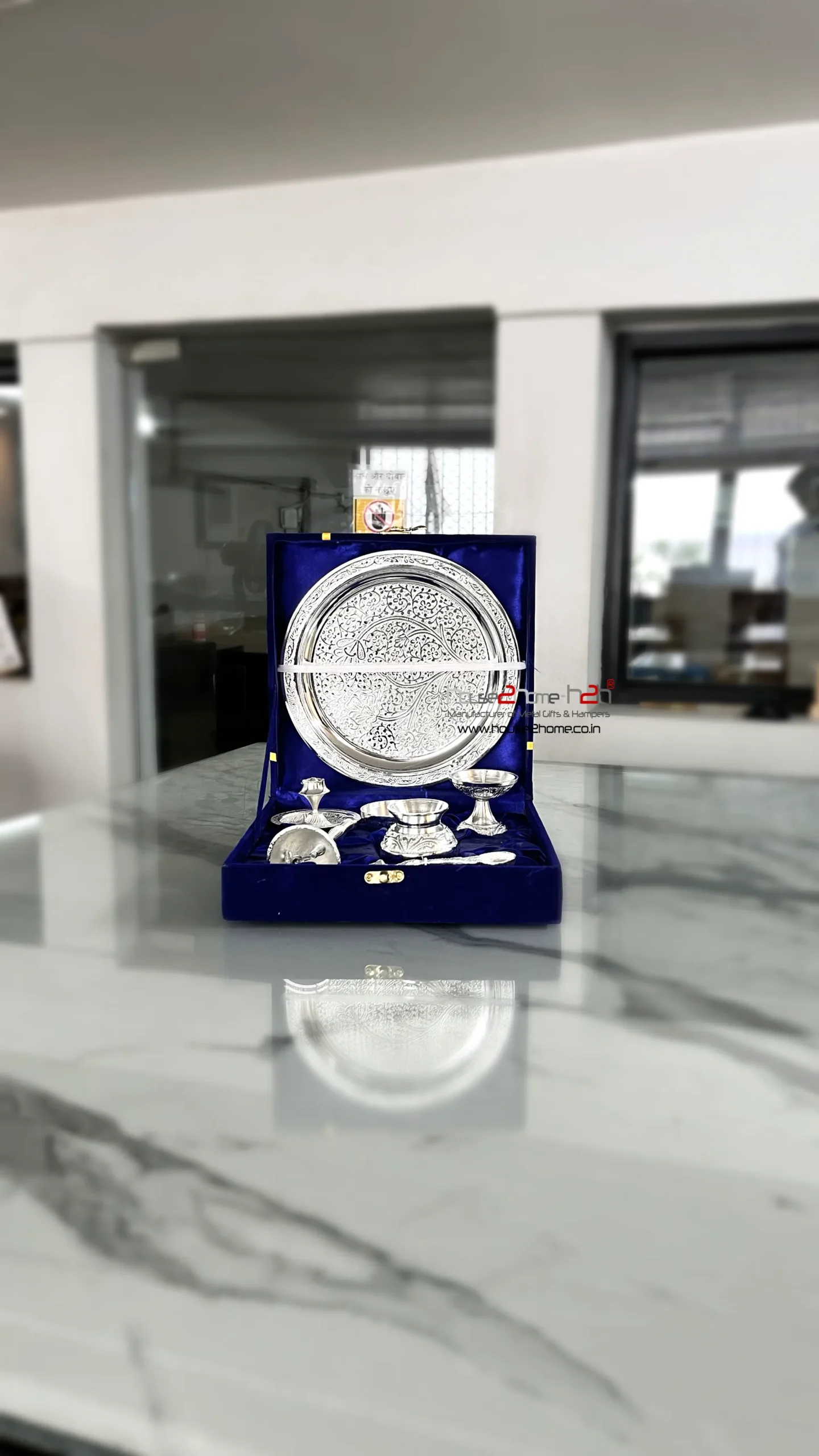 German Silver Brass Pooja Thali Set- 8"-Inch - Image 3
