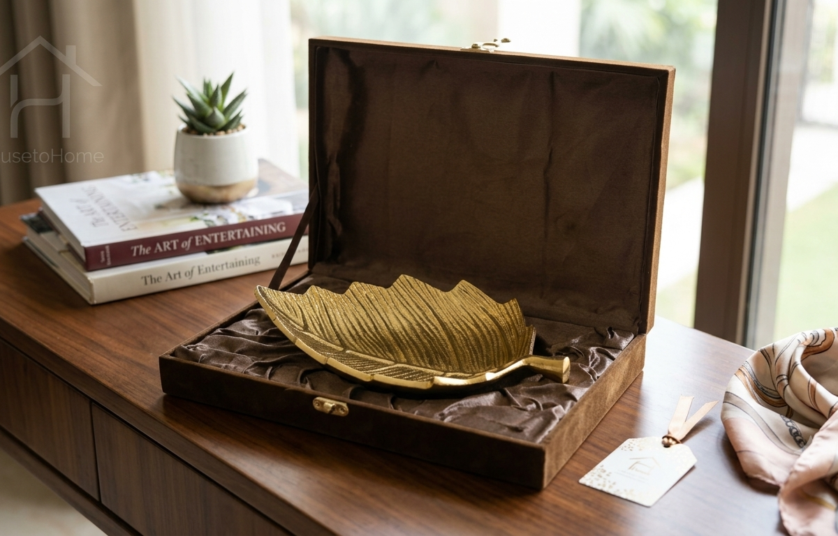 Taru Nickel Coated Platter / Gift Hamper - Carved 10x6 inch