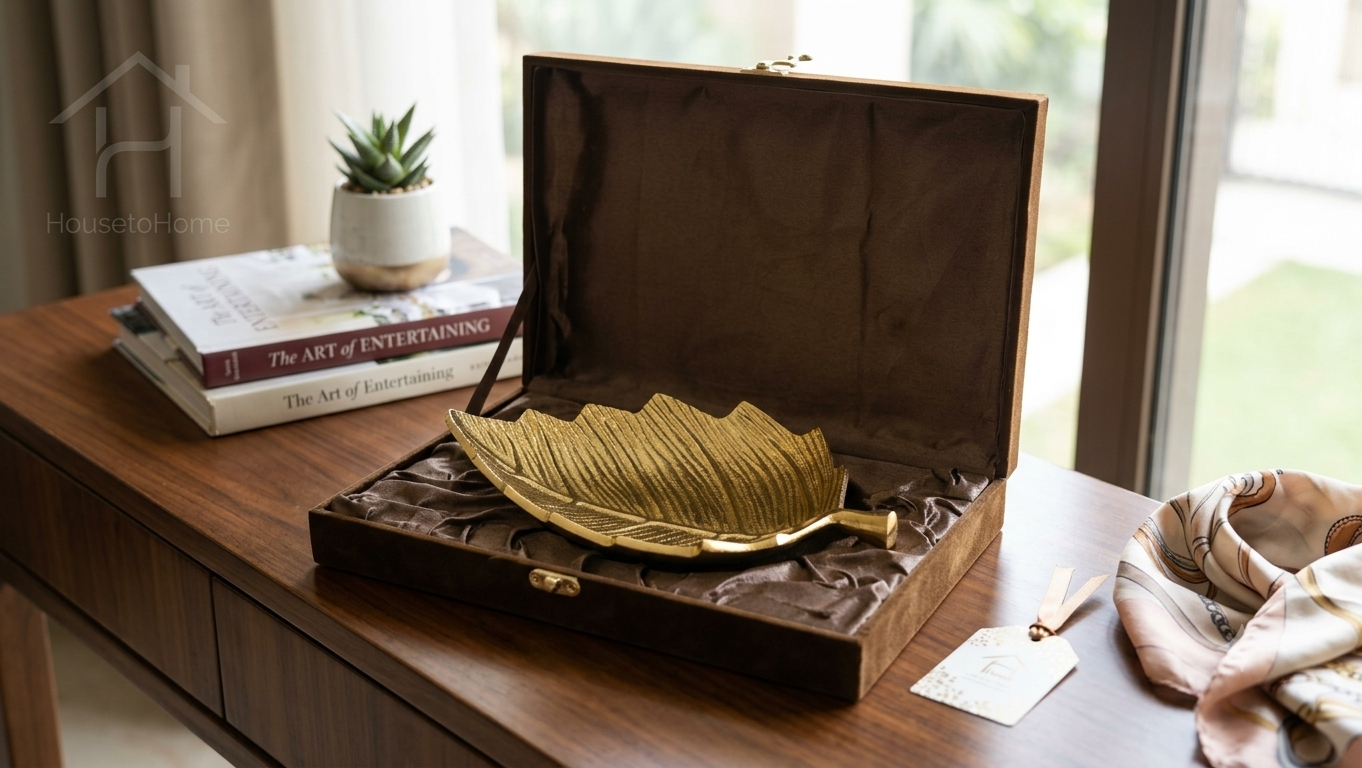 Diwali business gift with a festive brass finish, manufactured by house2home in Moradabad. Golden shine fits the festival while projecting quality. Available in wholesale quantities with custom packaging.