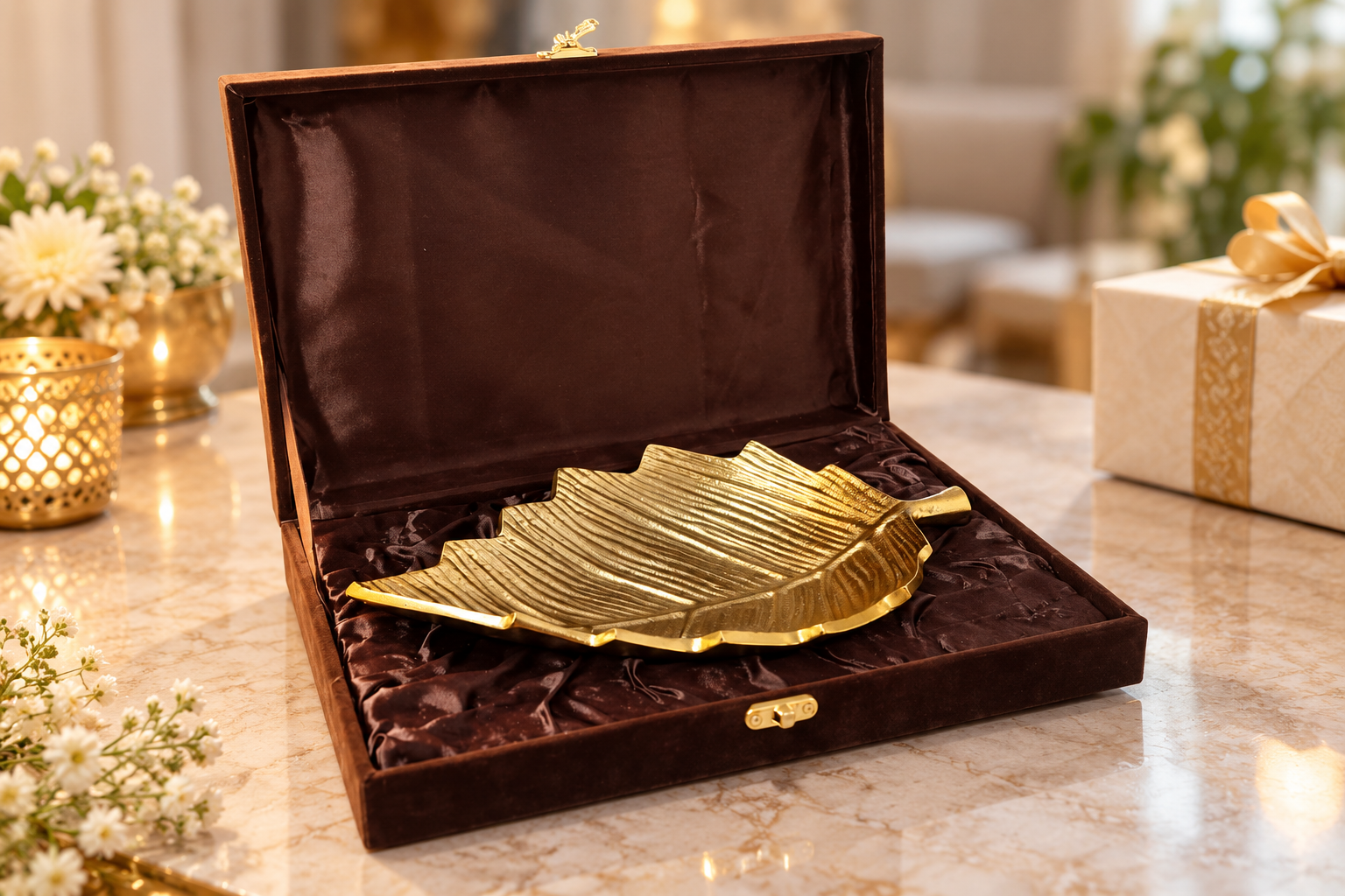 Personalized gift hamper from house2home, made to your requirements with custom branding on brass, aluminium or metal handicraft. Suited to weddings, housewarmings and corporate occasions. Bulk orders welcome.